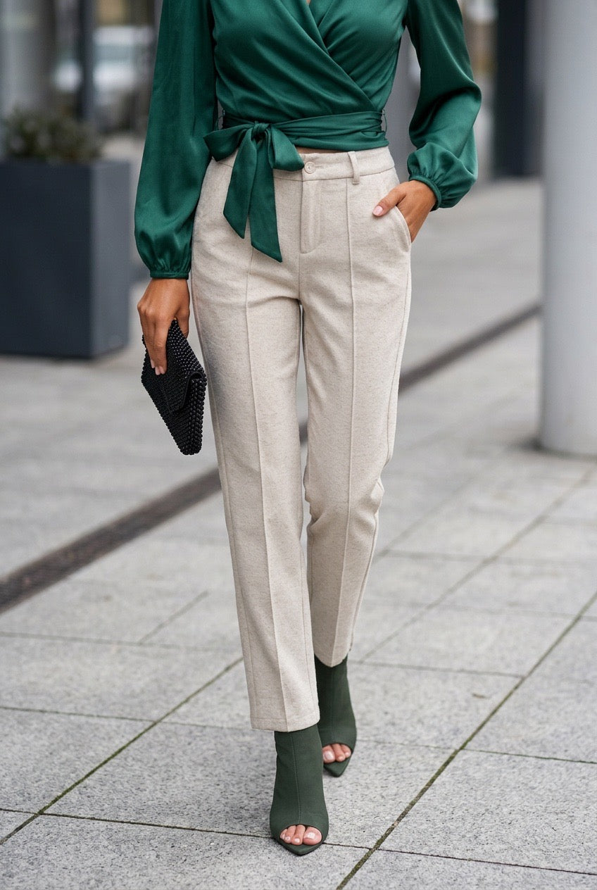 Herringbone Harem Trousers — Fleece-Lined Office Trousers