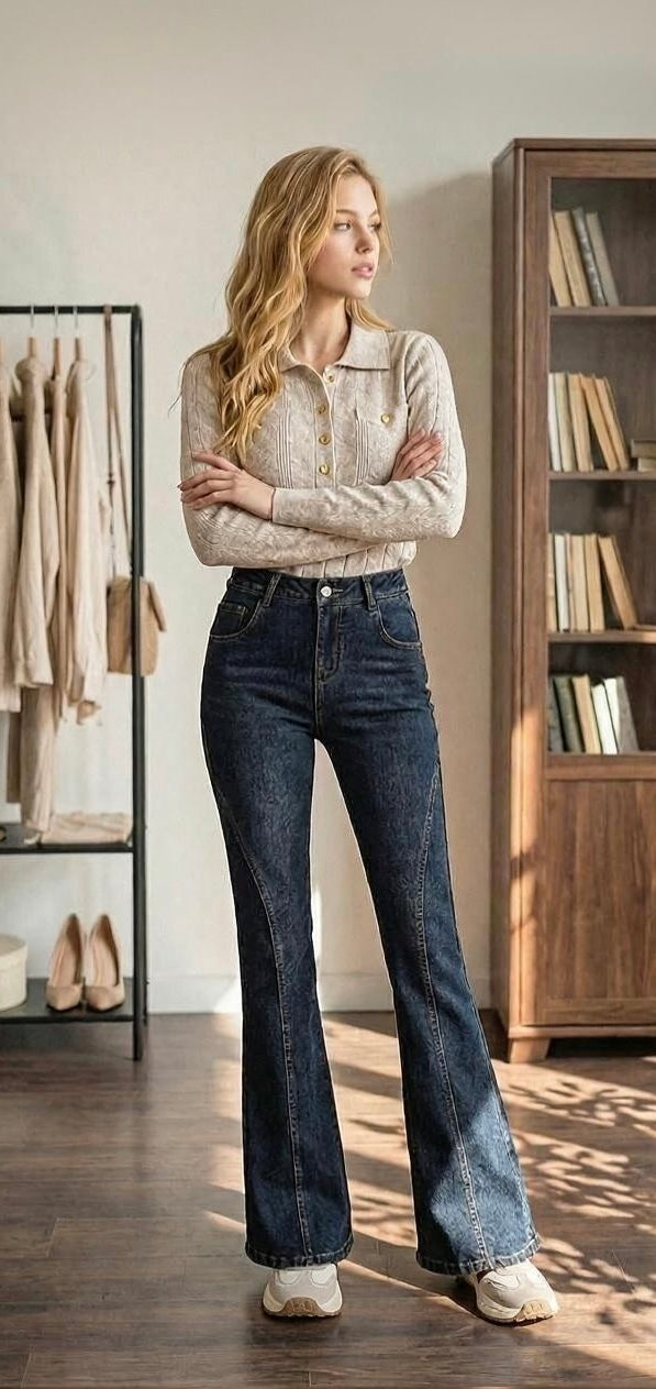 Oatmeal Gold Button Knit Cardigan