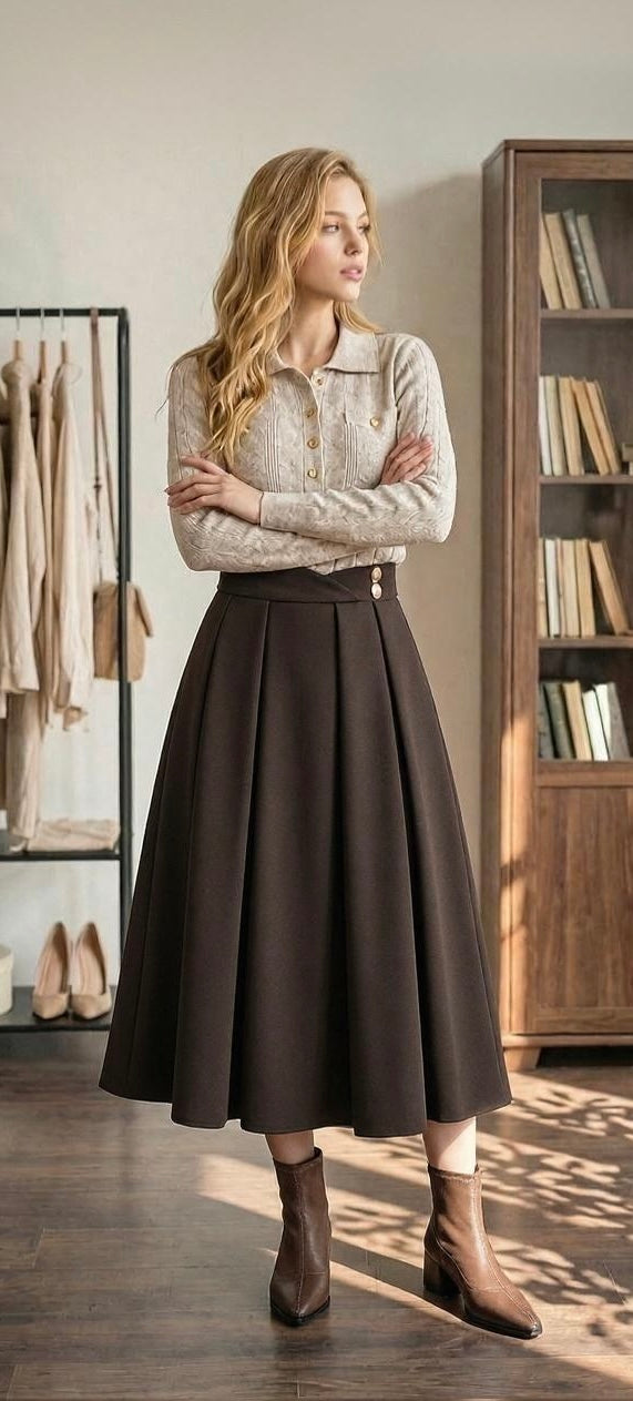 Oatmeal Gold Button Knit Cardigan