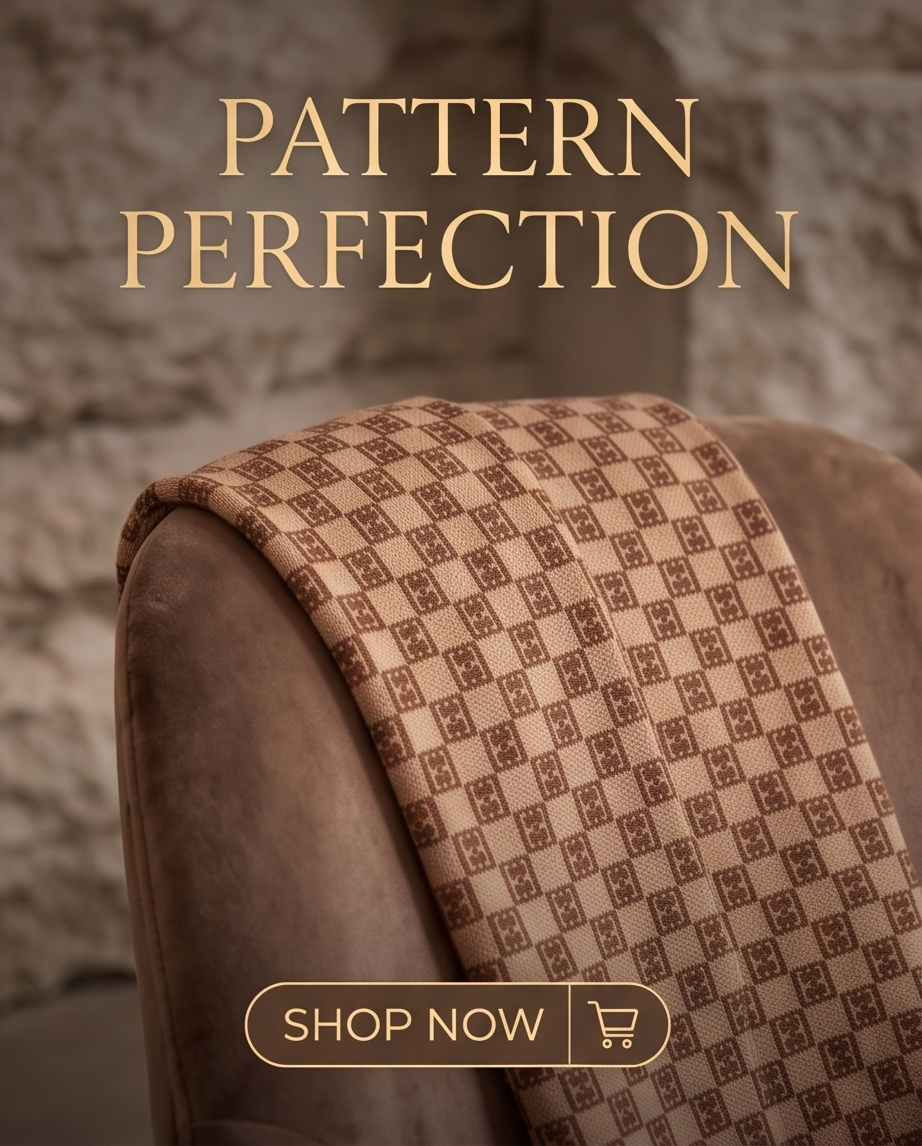 Beige Monogram Check Half-Turtleneck Knit Top