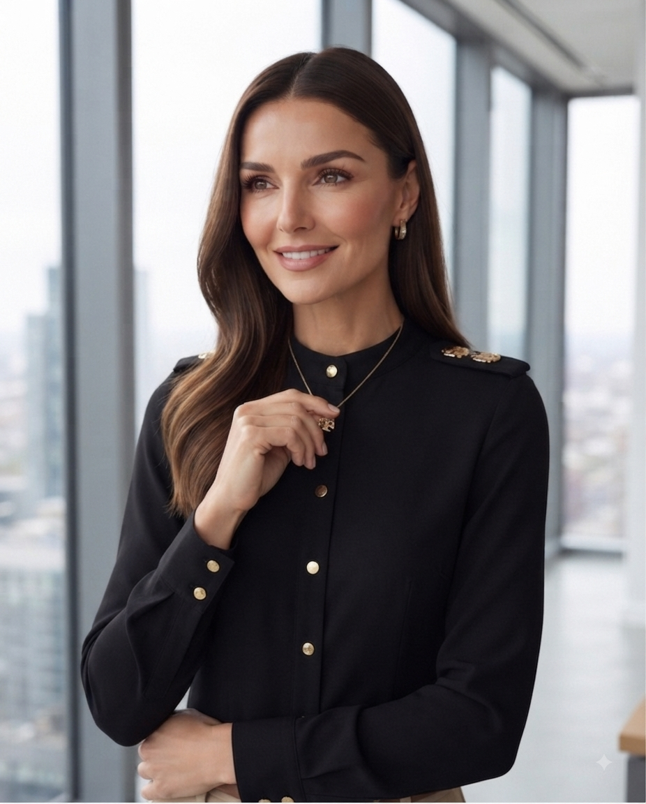Black Military Epaulette Button-Down Bodysuit
