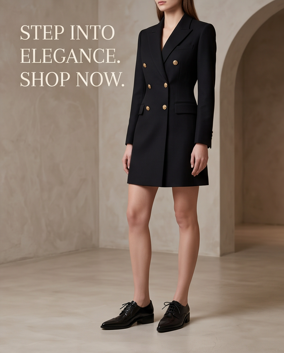 Black Brogue Oxford Lace-Up Block Heel