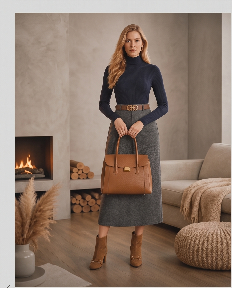 Structured Tan Work Tote Bag