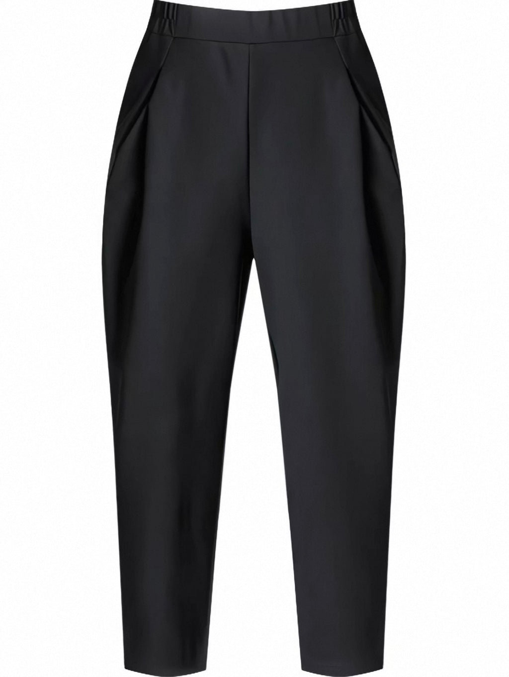 Black High-Waist Tapered Harem Trousers - front view
