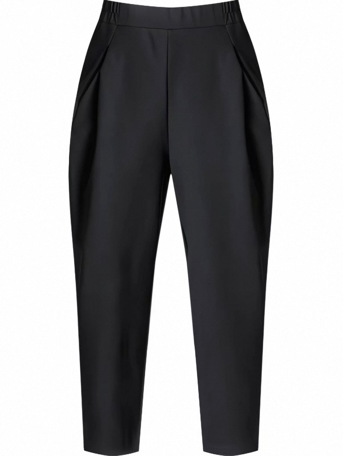 Black High-Waist Tapered Harem Trousers - front view