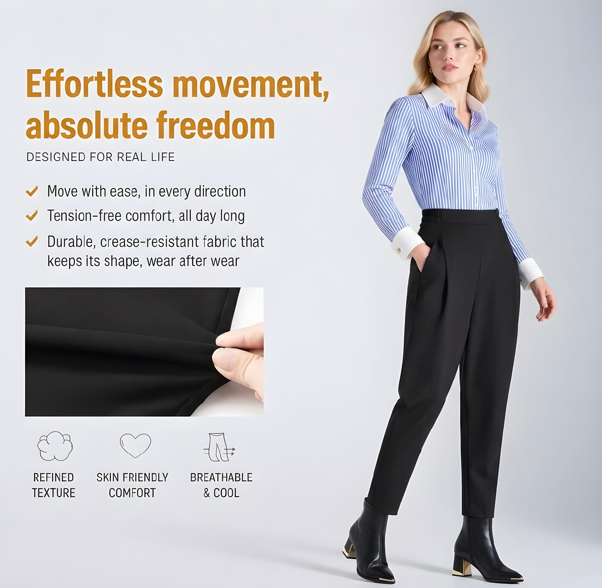 Black High-Waist Tapered Harem Trousers