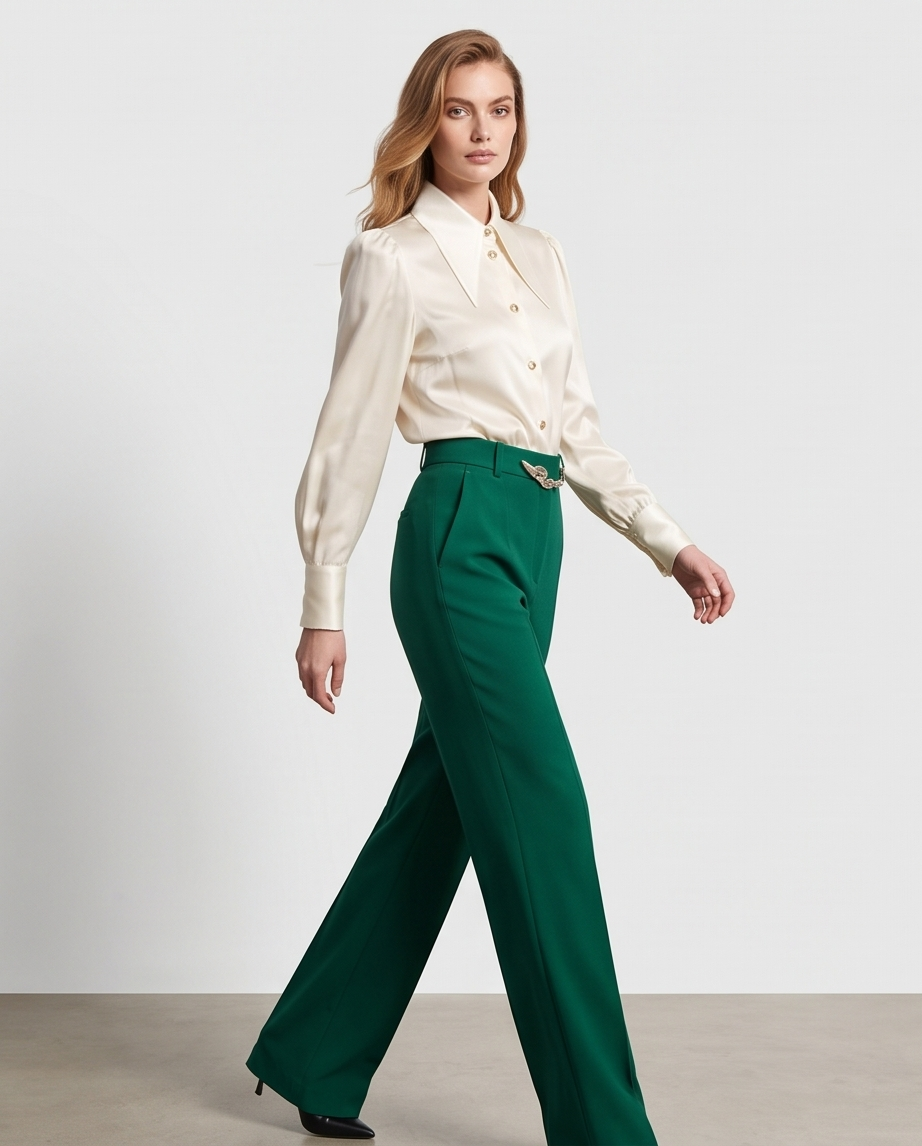 Cream Mulberry Silk Blazer Collar Blouse