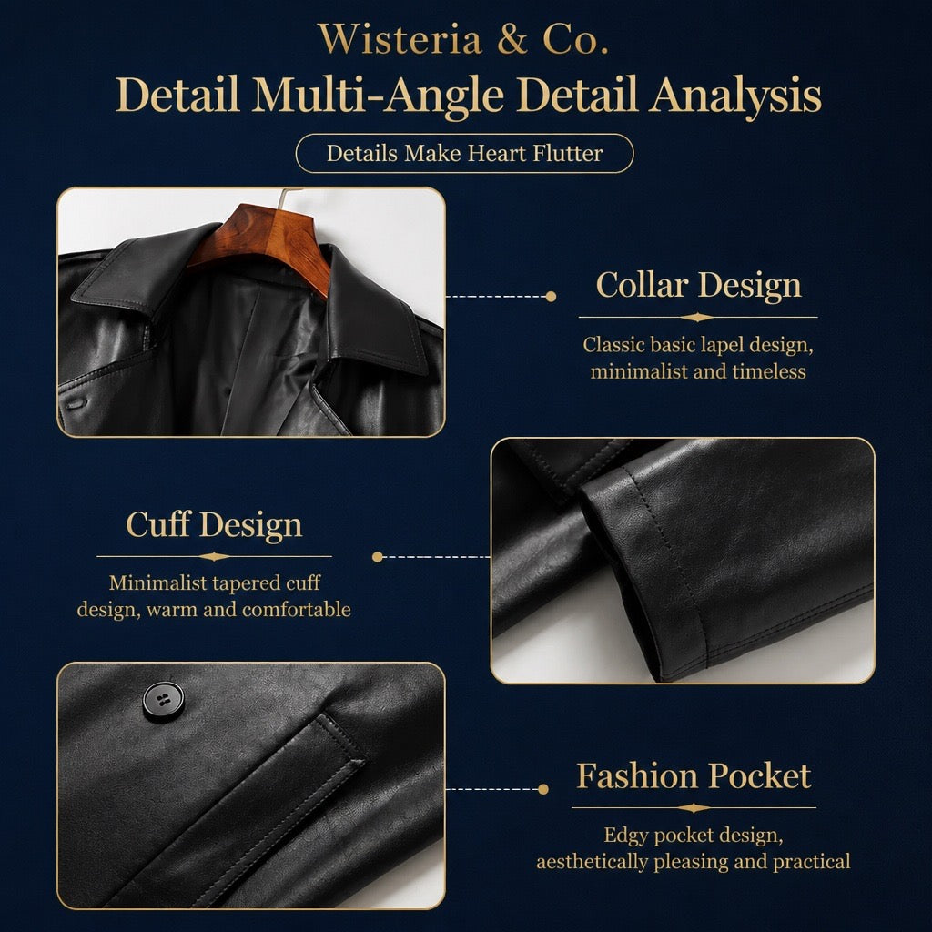 Mid-Length Fur Collar Sheepskin Leather Trench Coat