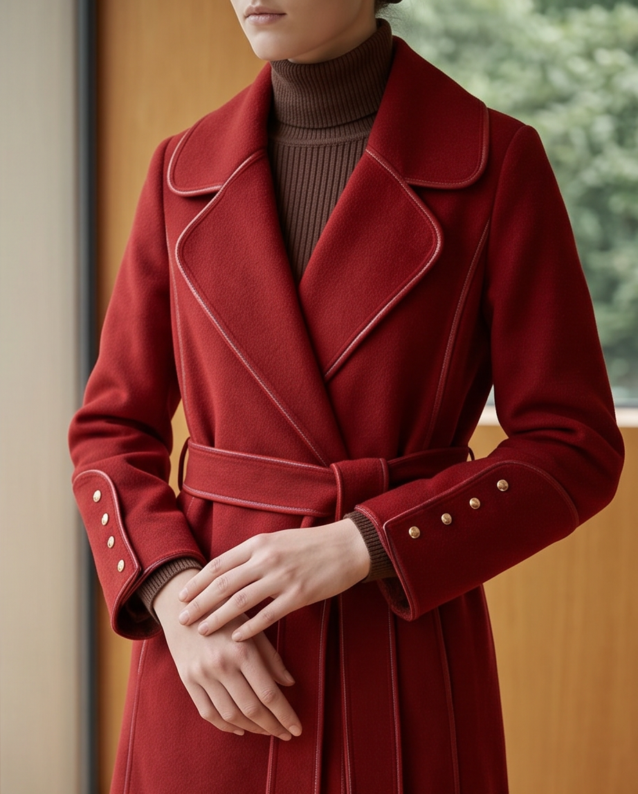 Virgin Wool Belted Midi Coat