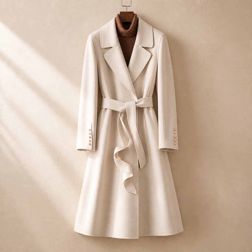 Virgin Wool Belted Midi Coat