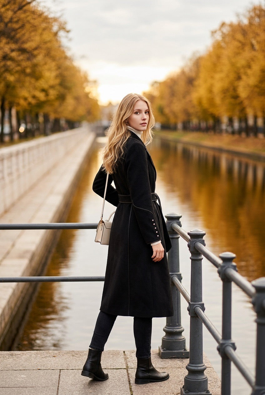 Virgin Wool Belted Midi Coat
