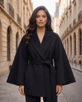 Wool Lapel Cape Poncho
