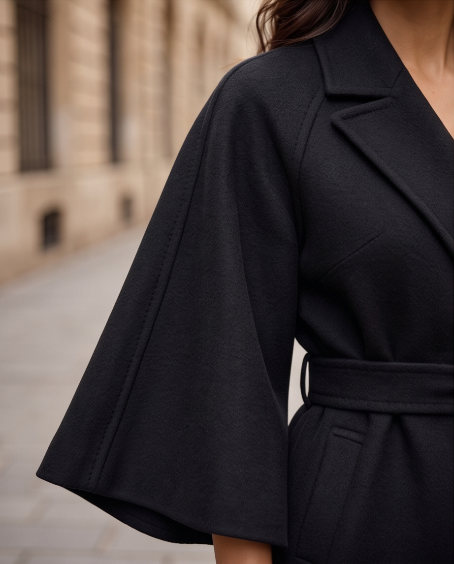 Wool Lapel Cape Poncho