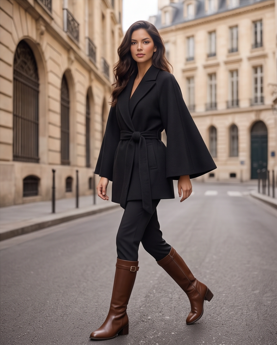 Wool Lapel Cape Poncho