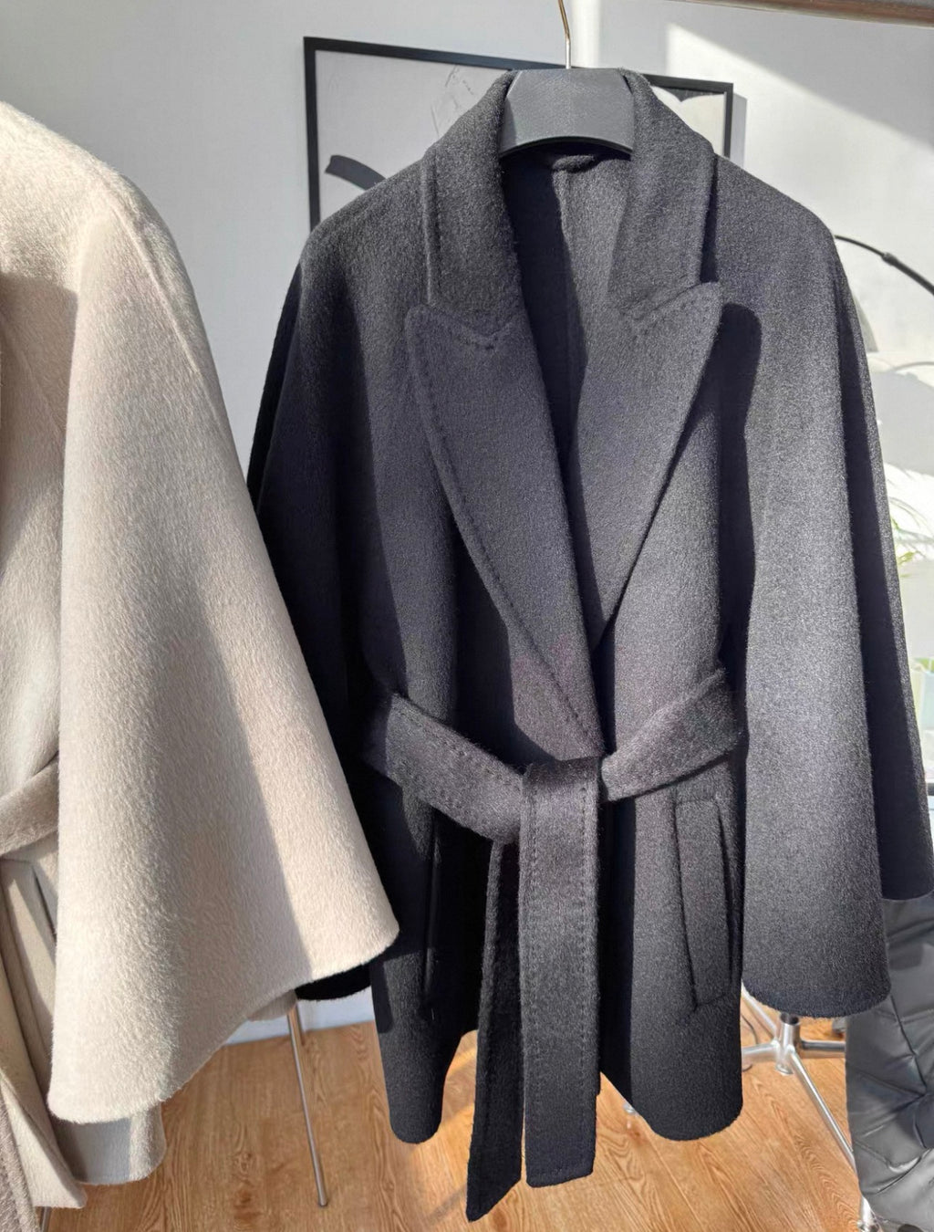 Wool Lapel Cape Poncho