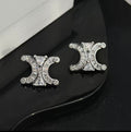 Silver Arc Crystal Stud Earrings