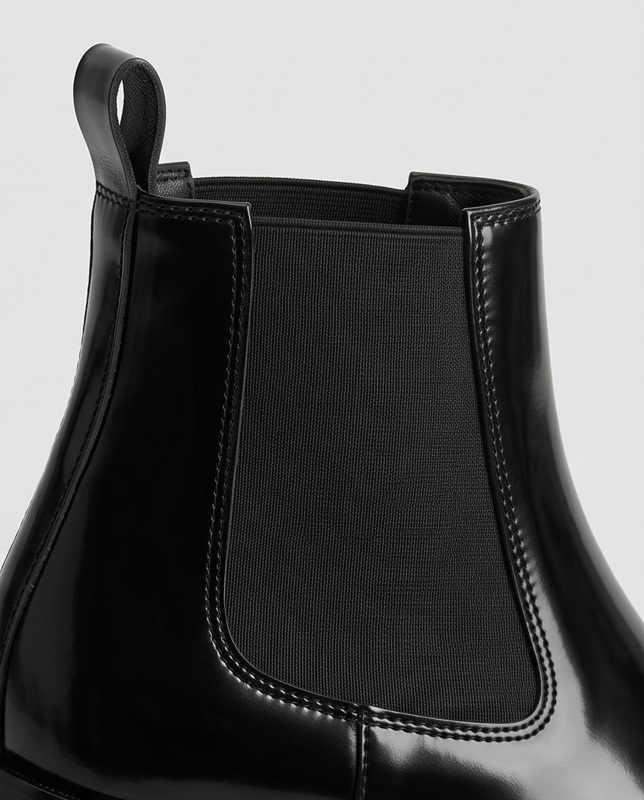 Black Patent Leather Pointed-Toe Chelsea Ankle Boots
