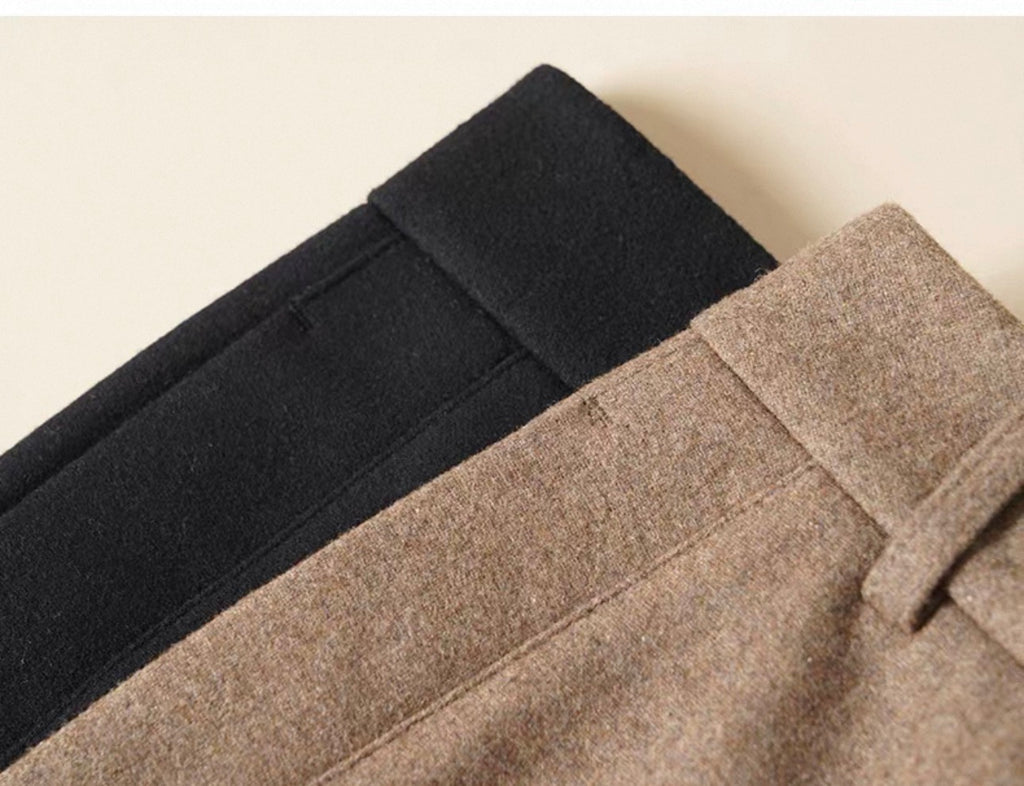High-Waist Wide-Leg Wool Blend Suit Trousers