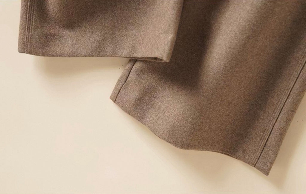 High-Waist Wide-Leg Wool Blend Suit Trousers