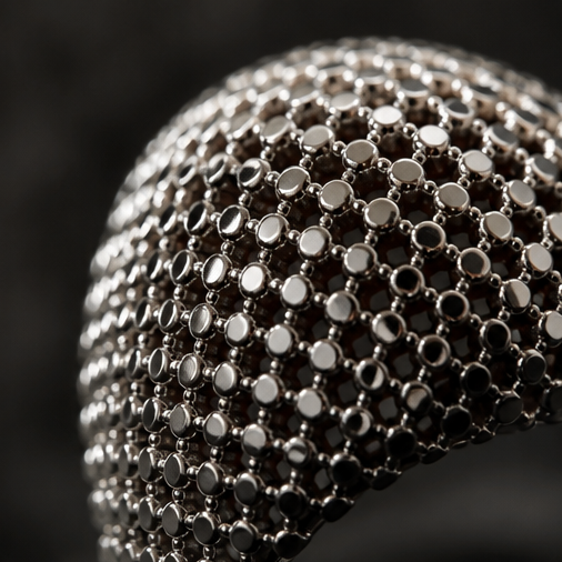 Close-up of gunmetal dome pavé ring texture detail