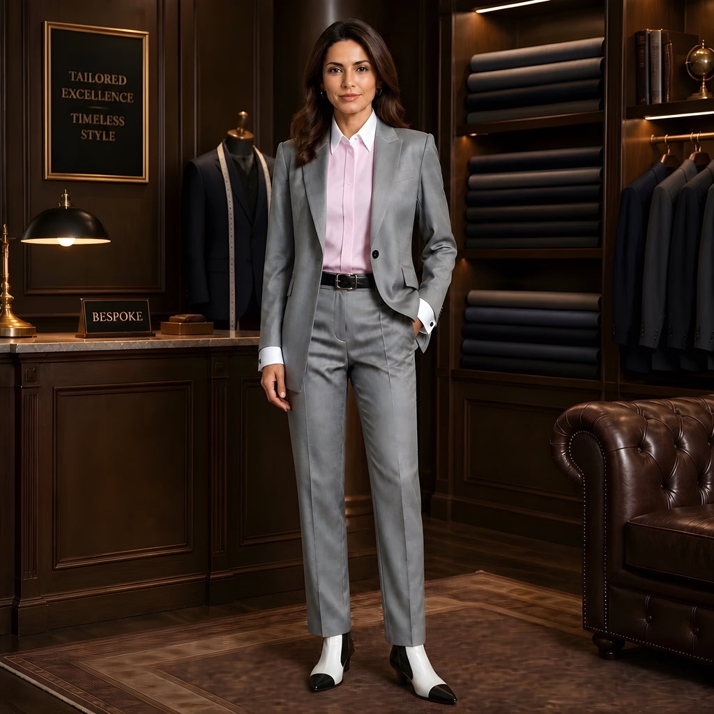 Grey Italian Virgin Wool Tailored Suit Set