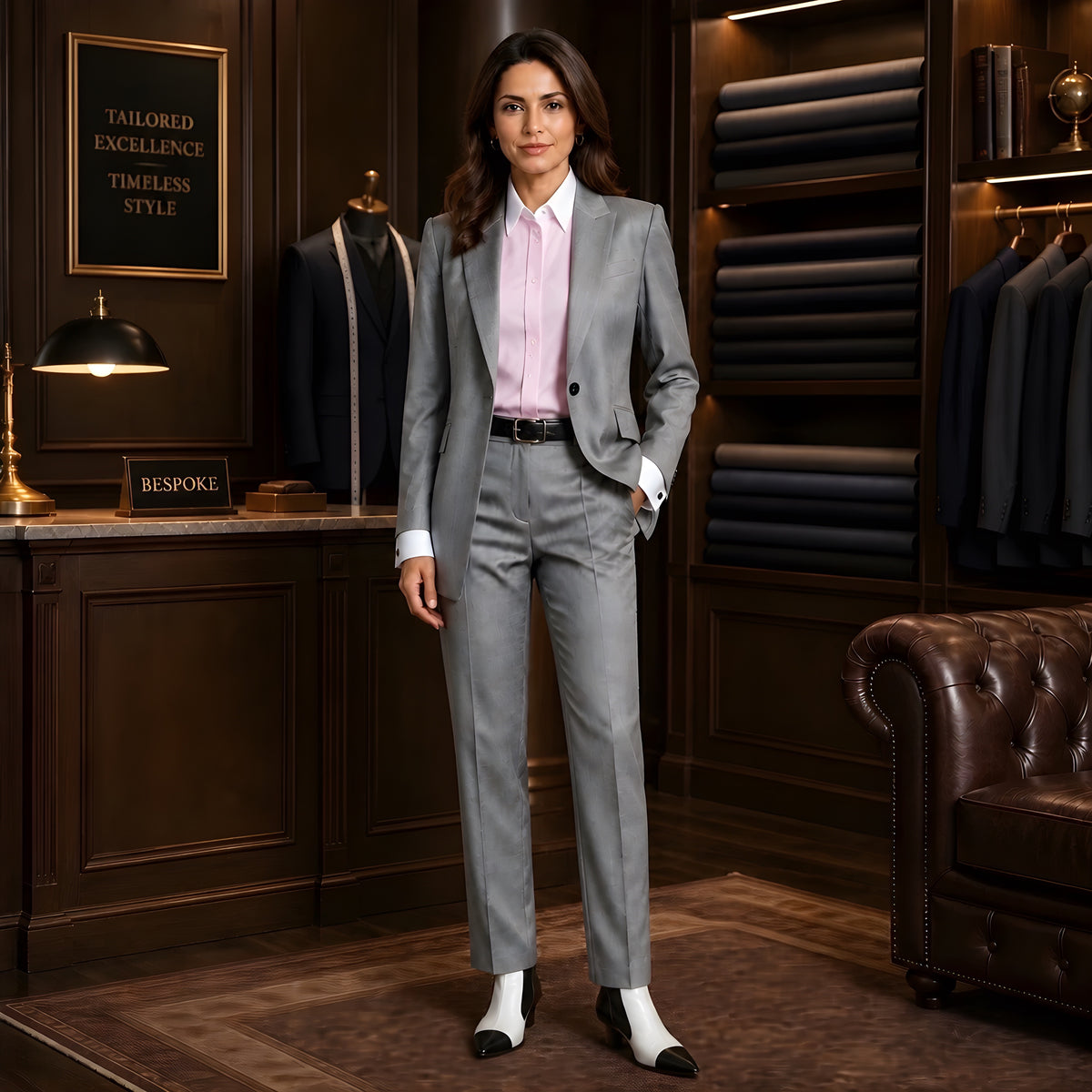 Grey Italian Virgin Wool Tailored Suit Set