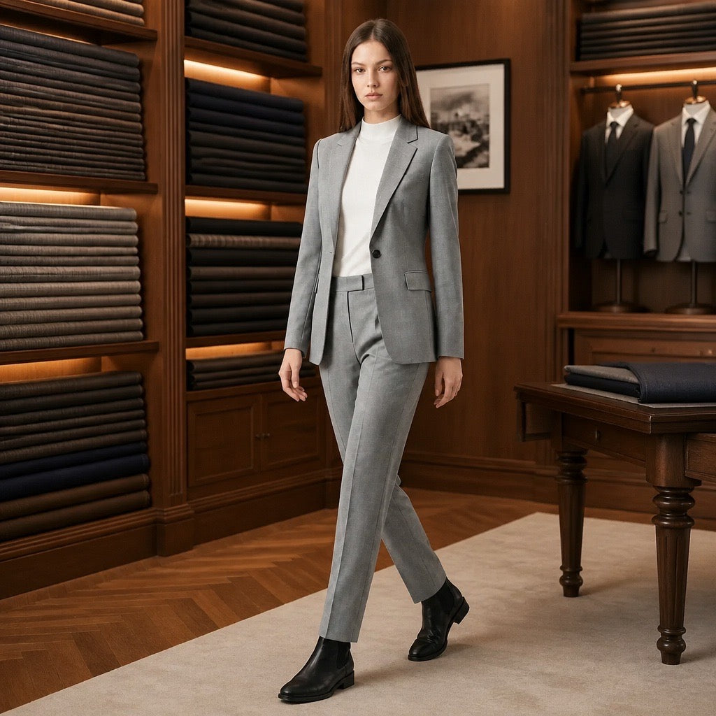 Grey Italian Virgin Wool Tailored Suit Set
