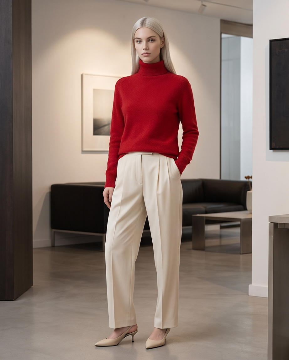 Relaxed Pure Australian Merino Wool Half-Turtleneck Knit Jumper