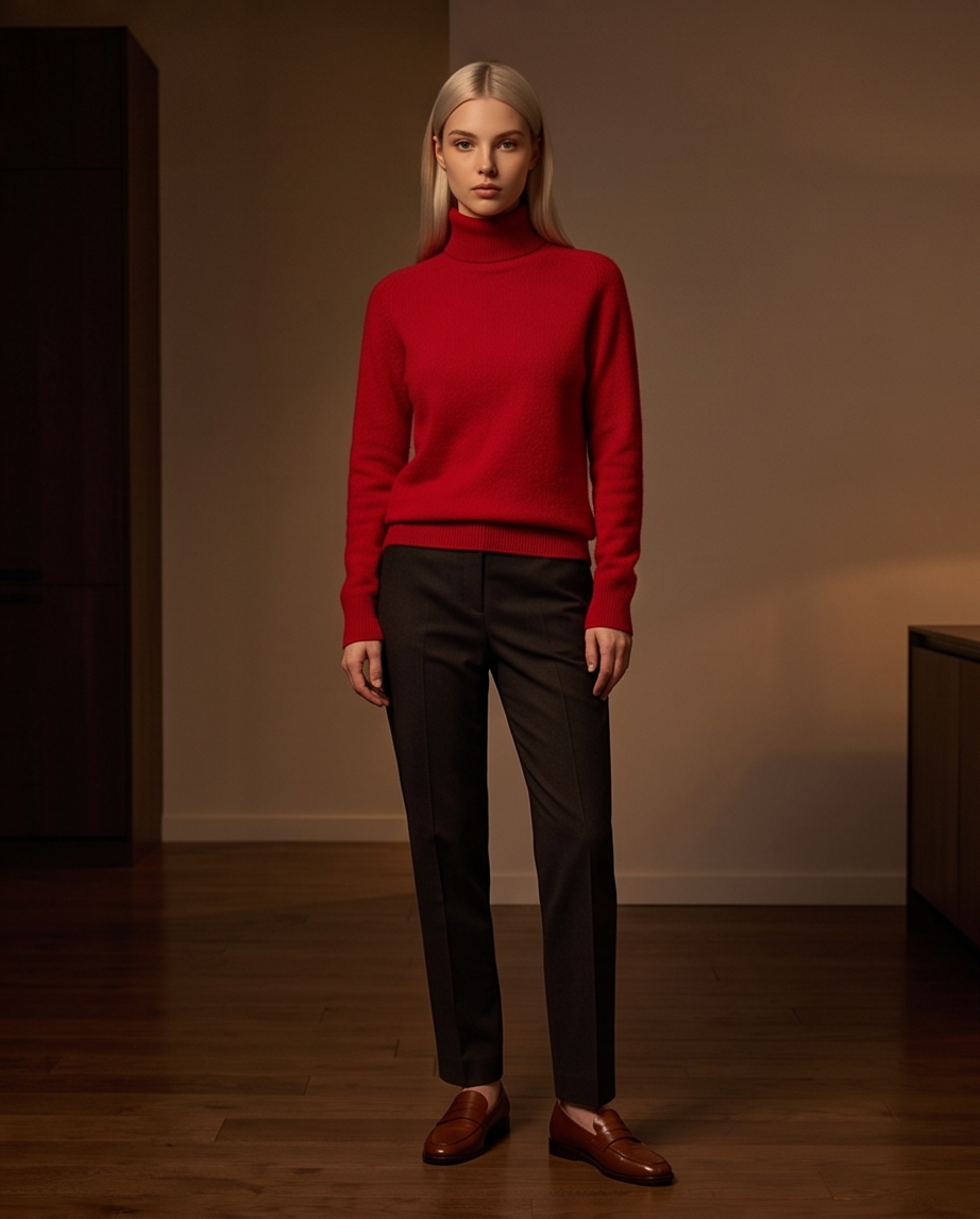 Relaxed Pure Australian Merino Wool Half-Turtleneck Knit Jumper