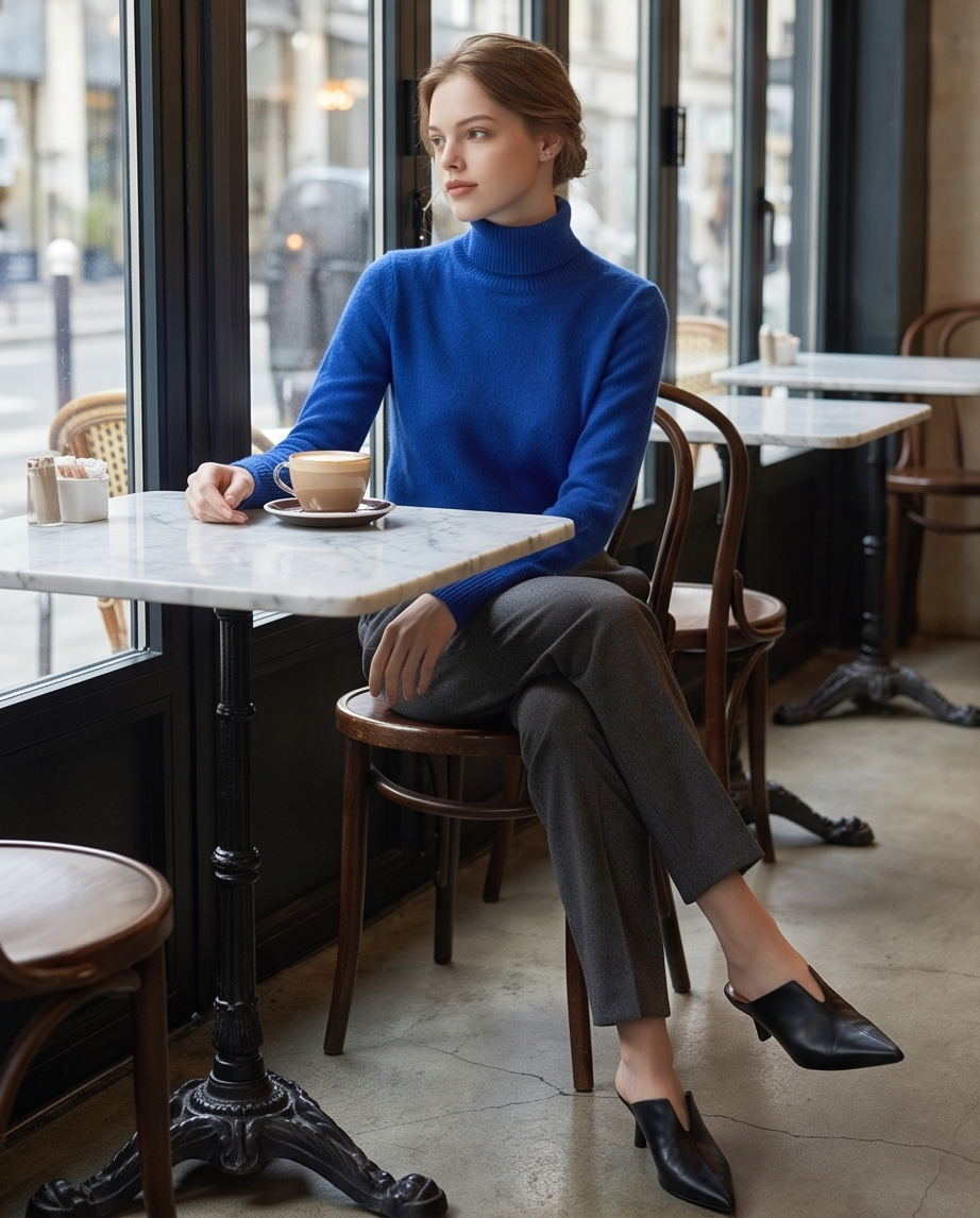 Relaxed Pure Australian Merino Wool Half-Turtleneck Knit Jumper
