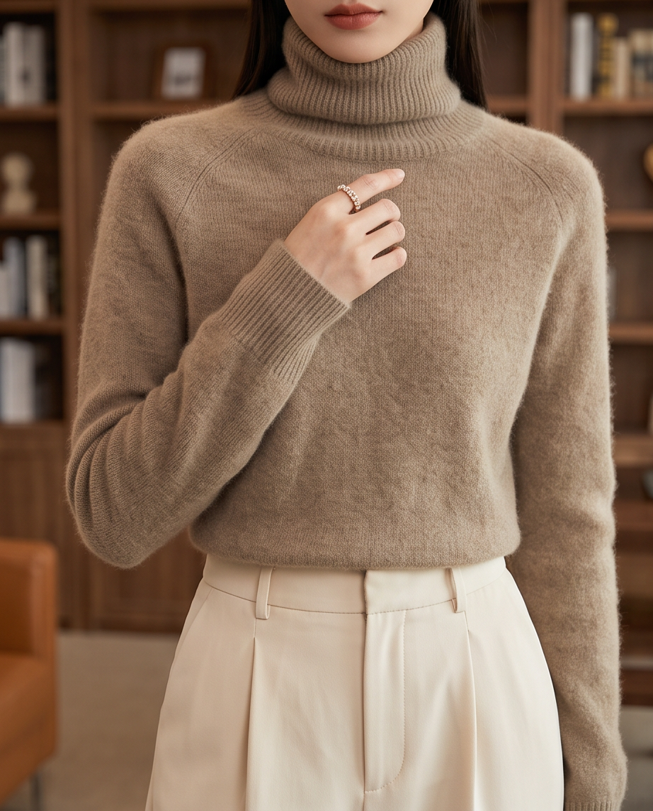 Relaxed Pure Australian Merino Wool Half-Turtleneck Knit Jumper