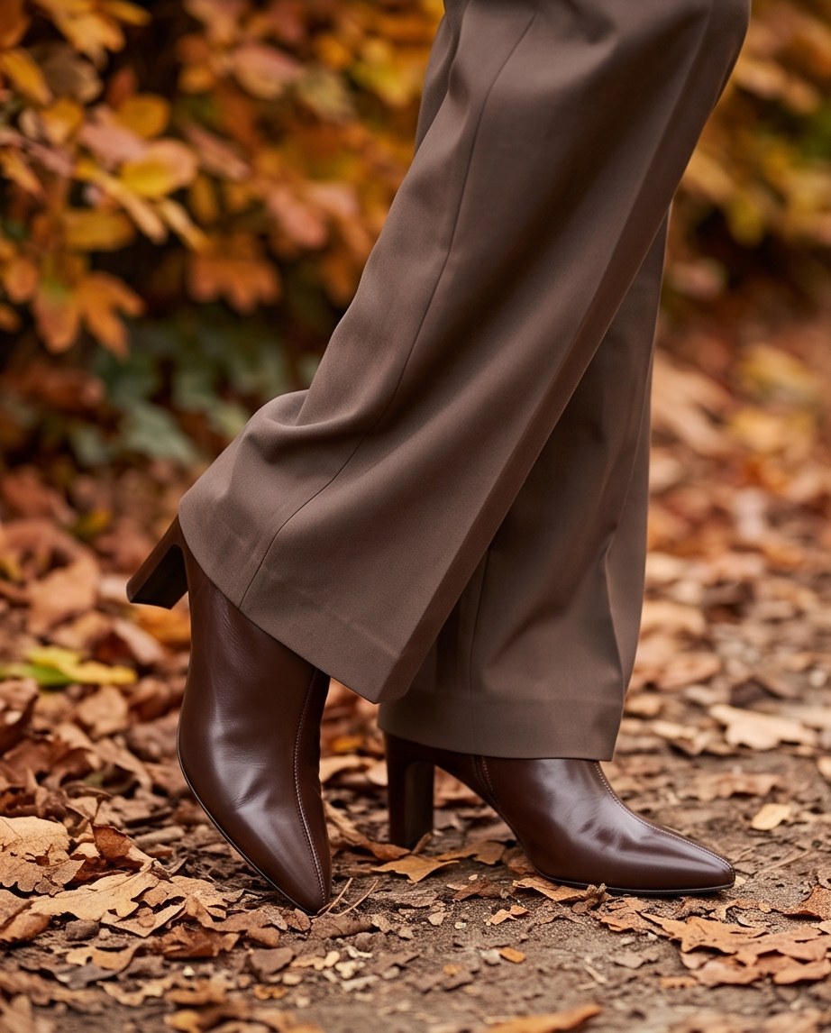 Pleated Wide-Leg Wool Trousers — Cuba Brown