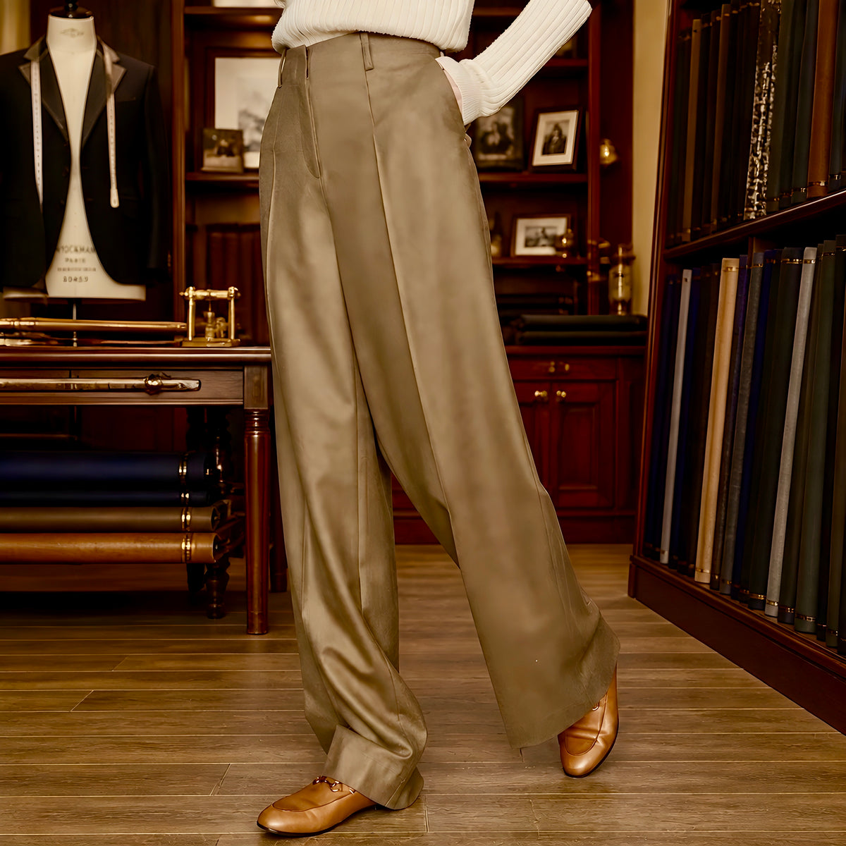 Barrington Fine Wool Wide-Leg Trousers