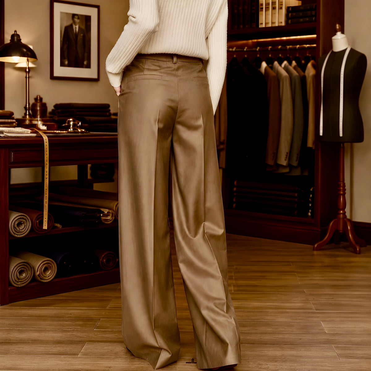 Barrington Fine Wool Wide-Leg Trousers