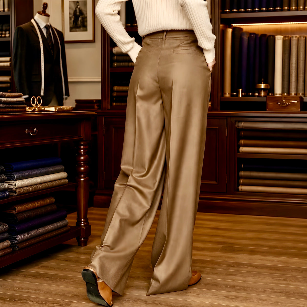 Barrington Fine Wool Wide-Leg Trousers