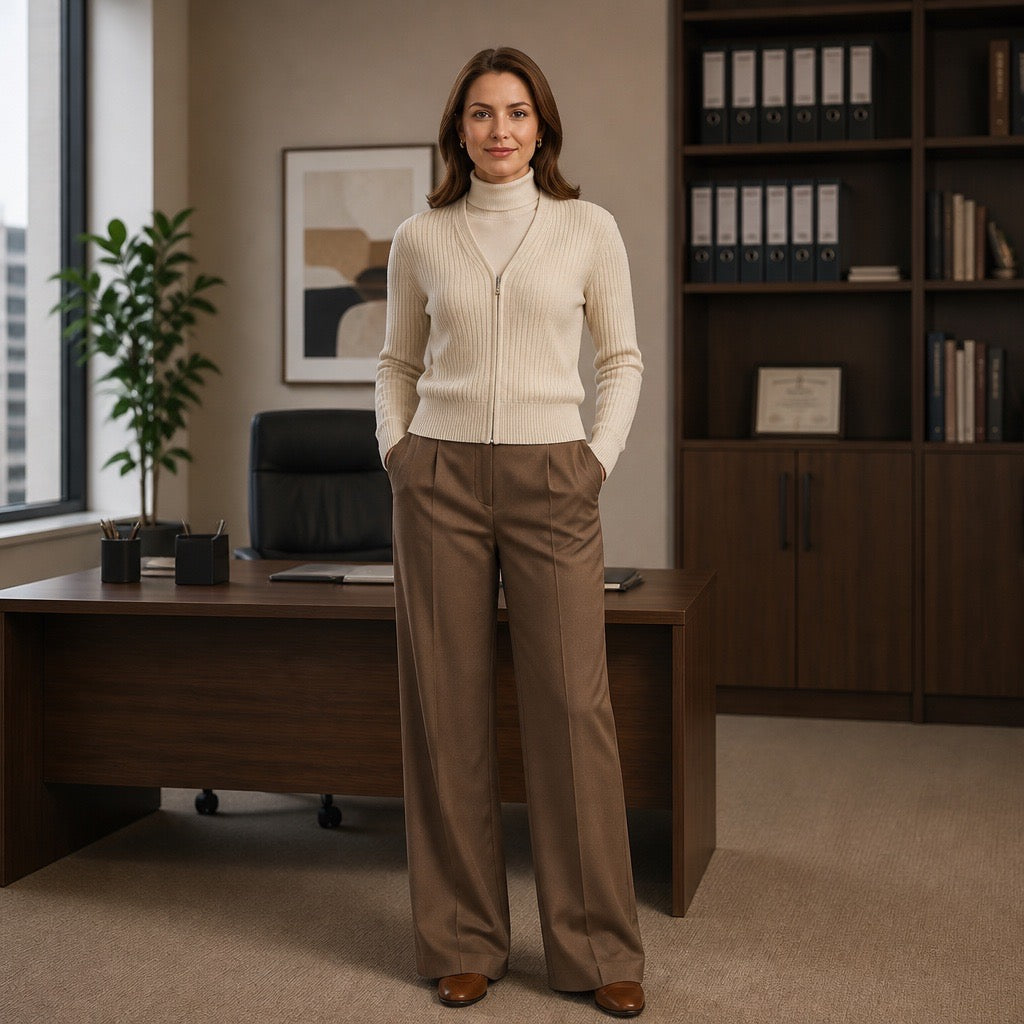 Barrington Fine Wool Wide-Leg Trousers