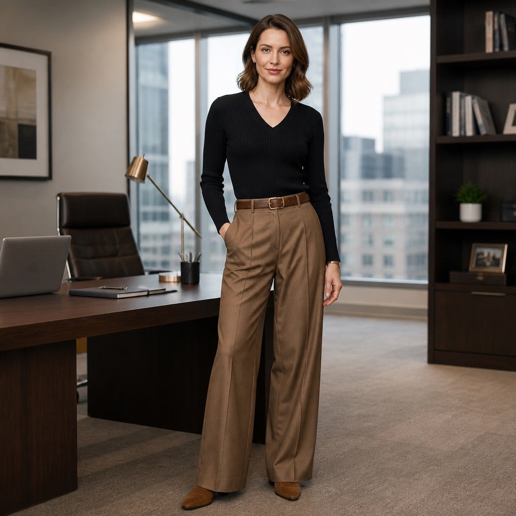 Barrington Fine Wool Wide-Leg Trousers