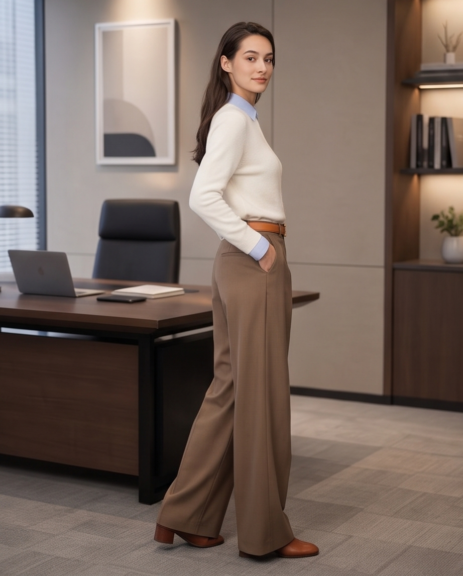 Barrington Fine Wool Wide-Leg Trousers
