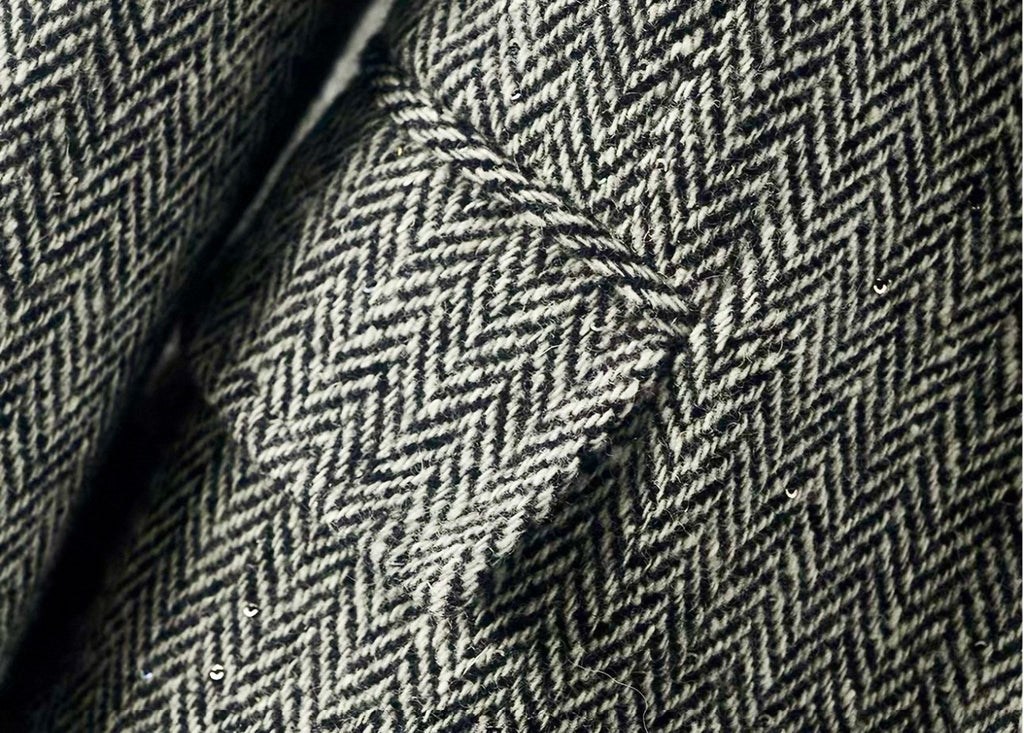 100% Wool Herringbone Sequin-Trim Blazer