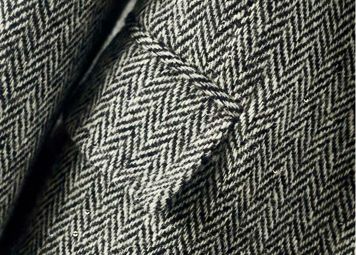 100% Wool Herringbone Sequin-Trim Blazer