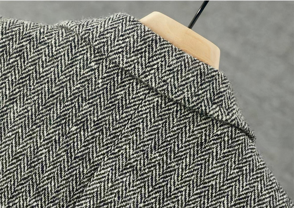 100% Wool Herringbone Sequin-Trim Blazer