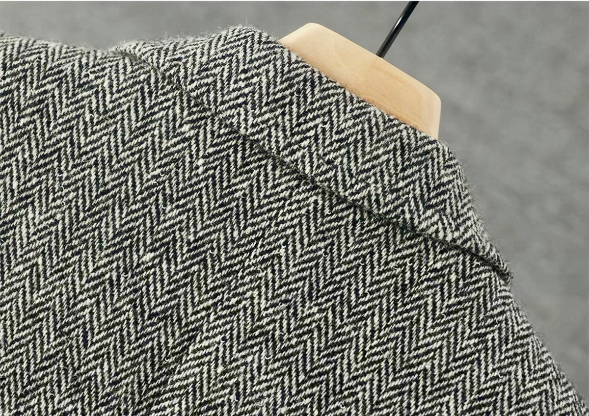 100% Wool Herringbone Sequin-Trim Blazer