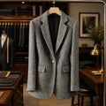100% Wool Herringbone Sequin-Trim Blazer