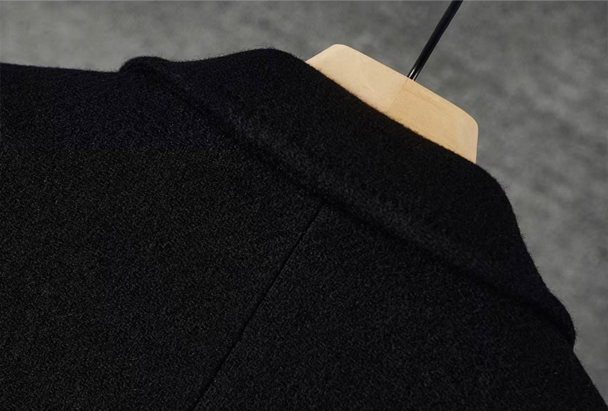 Charcoal Wool Gold-Button Blazer