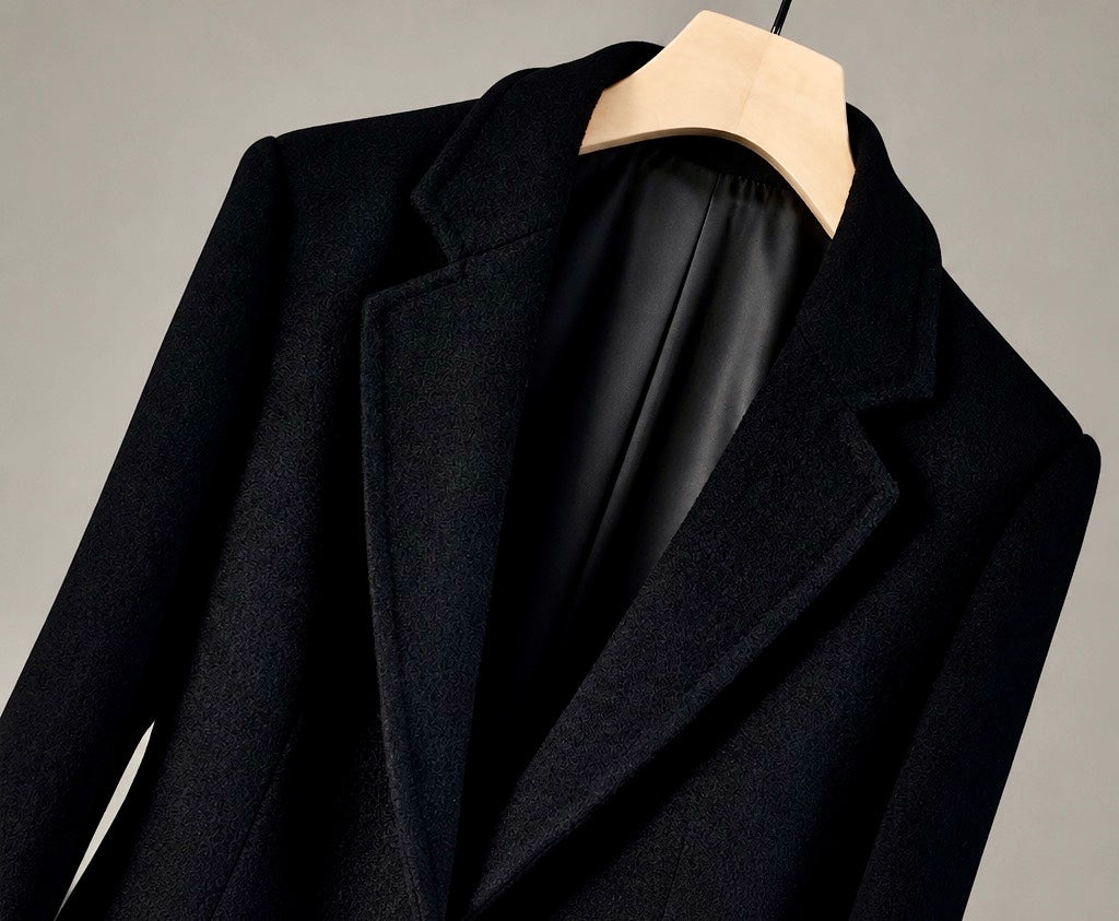 Charcoal Wool Gold-Button Blazer