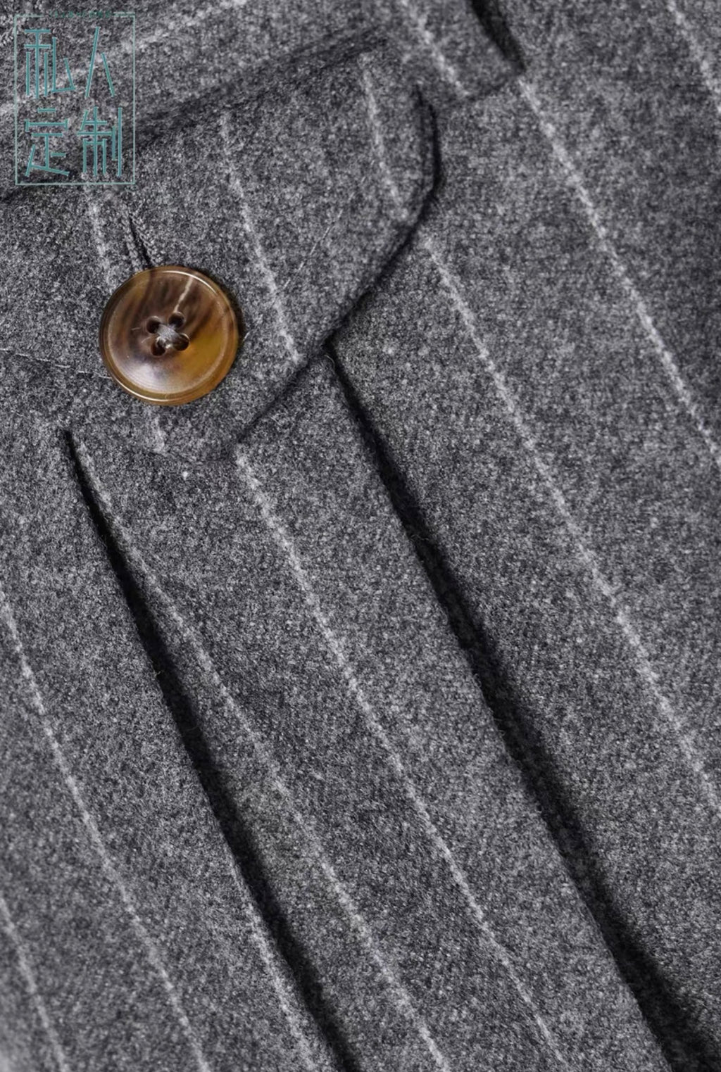 Light Grey Stripe Wool Blend Suit Set