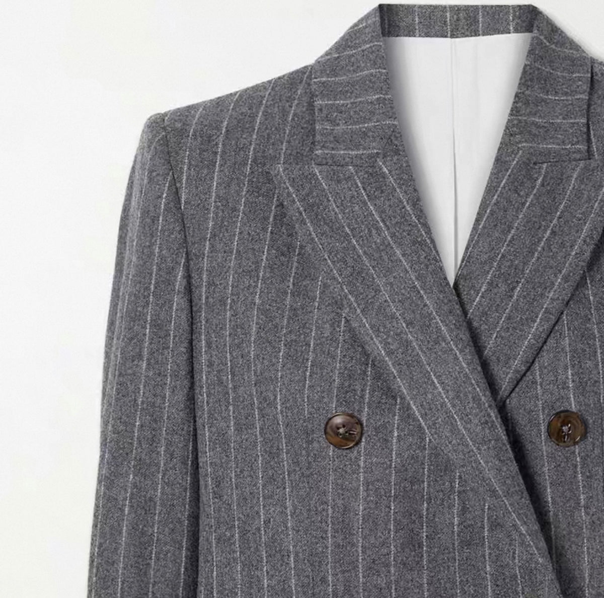 Light Grey Stripe Wool Blend Suit Set