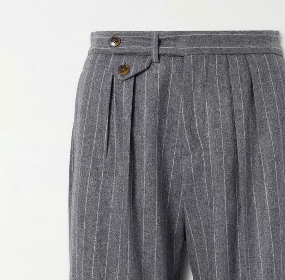 Light Grey Stripe Wool Blend Suit Set