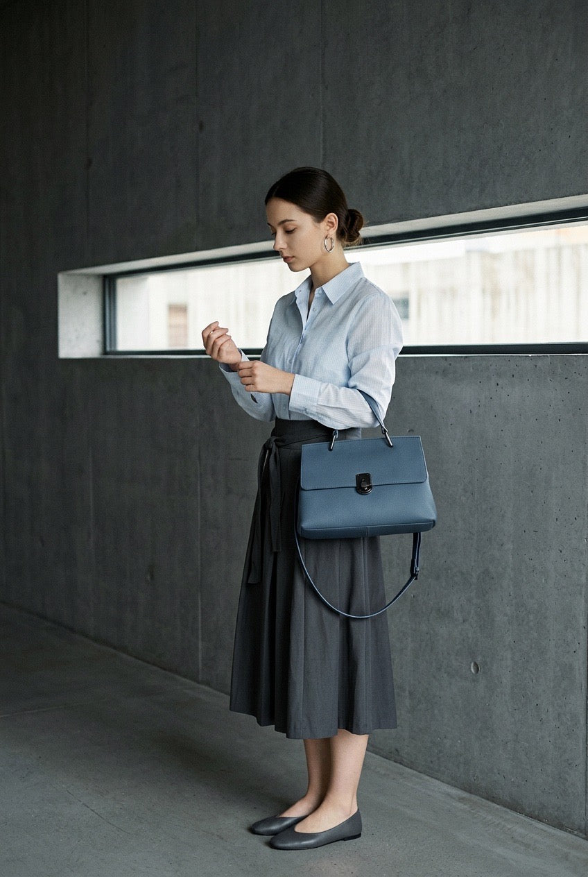 Full-Grain Leather Commuter Top Handle Bag