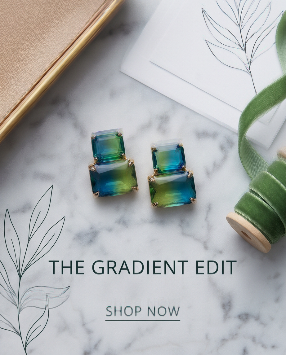 Ocean Gradient Double Crystal Stud Earrings